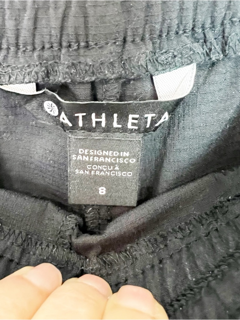 ATHLETA BLACK ELASTIC WAIST WITH CINCH DRAWSTRINGS WIDE LEG PANTS WOMENS 8 - Picture 5 of 8
